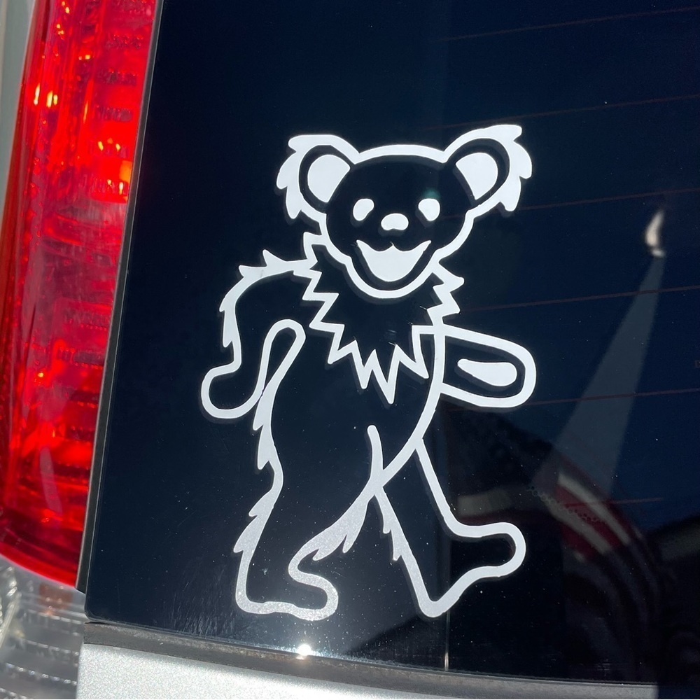 Sticker Grateful Dead Dancing Bear Decal Window Vinyl White Color 4”x6” Car RV